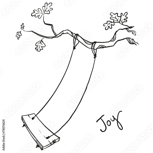 tree with a swing. Vector illustration.
