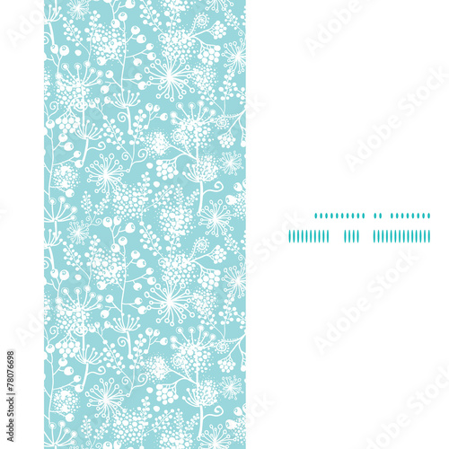 Vector blue and white lace garden plants vertical frame seamless