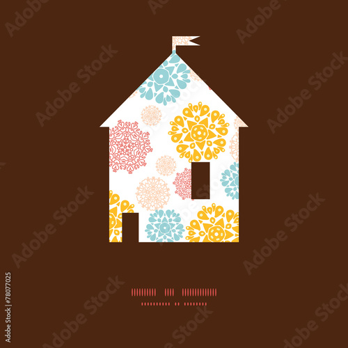 Vector abstract decorative circles stars house silhouette