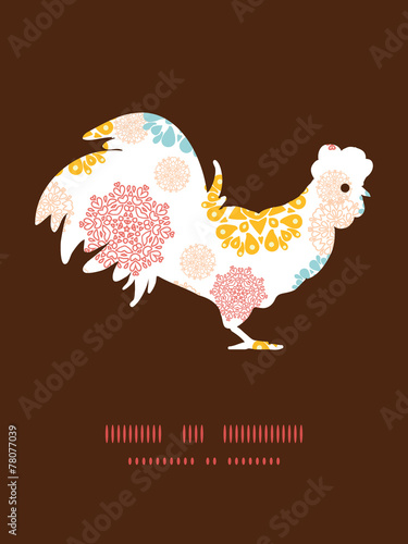 Vector abstract decorative circles stars rooster silhouette