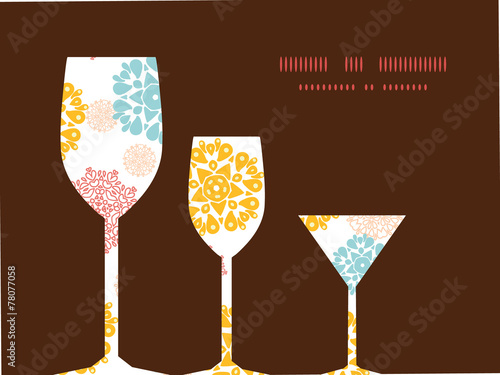 Vector abstract decorative circles stars three wine glasses