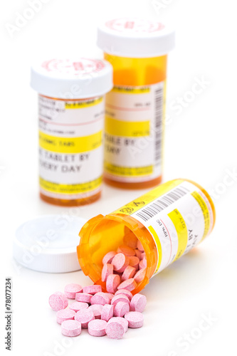 Prescription medication in pharmacy vials