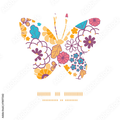 Vector colorful oriental flowers butterfly silhouette pattern