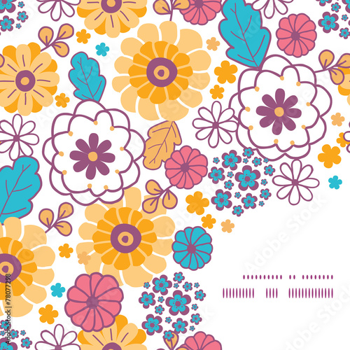 Vector colorful oriental flowers frame corner pattern background
