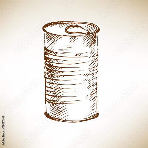 Tin can with ring pull. Vector illustration.