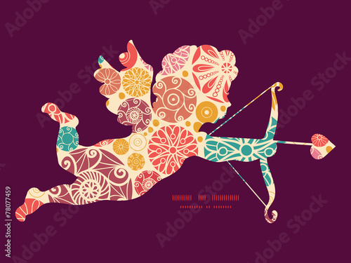 Vector abstract decorative circles shooting cupid silhouette