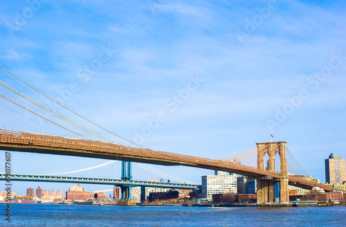 Brooklyn Bridge over East River viewed from New York City