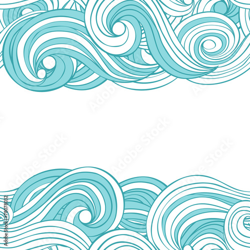 Waves clouds card design. Seamless vector.
