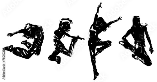 Young woman dancers jumping