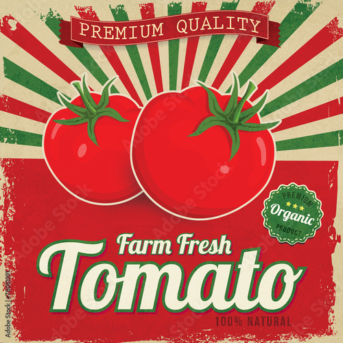 Colorful vintage Tomato label poster vector illustration