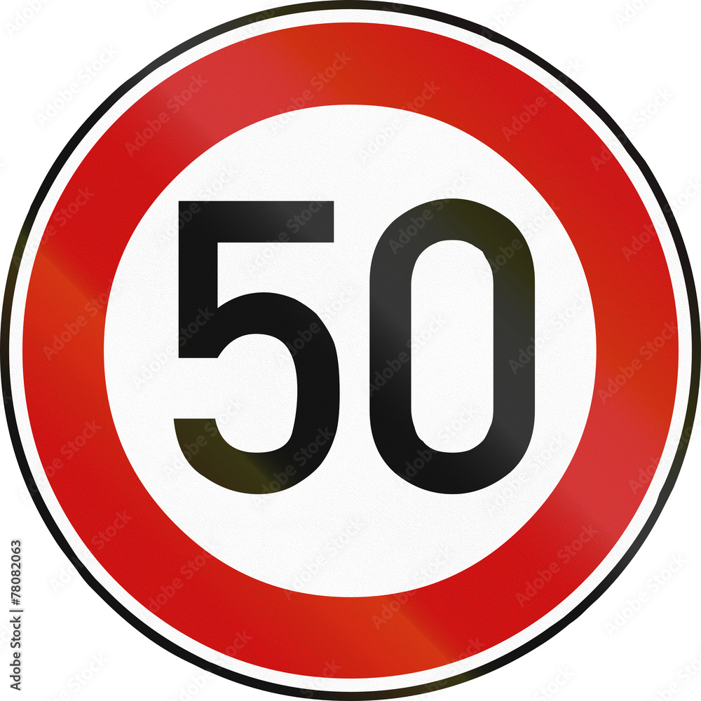 German traffic sign restricting speed to 80 kilometers per hour German traffic sign restricting speed to 80 kilometers per hour