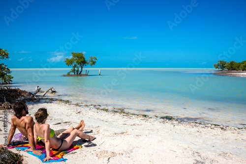 Young Couple in love at Holbox Island, Mexico. Traveling America photo