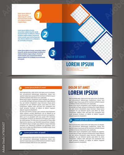 Vector empty bifold brochure print template blue design
