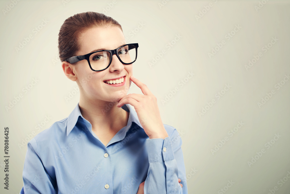Businesswoman with big black eye glasses Businesswoman with big black eye glasses