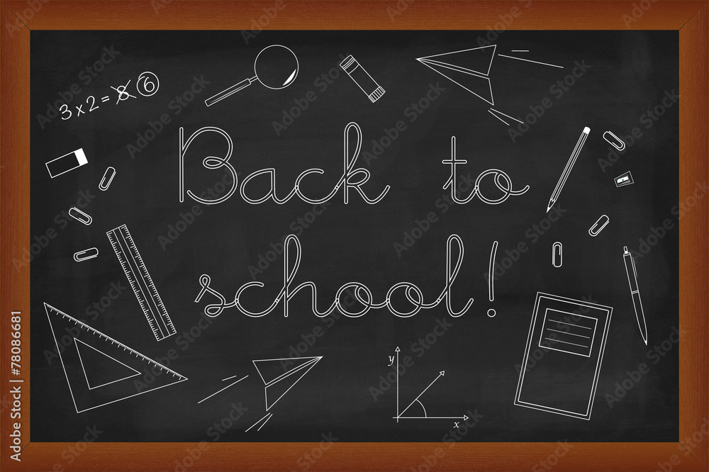Back to school doodles set on black board illustration Back to school doodles set on black board illustration