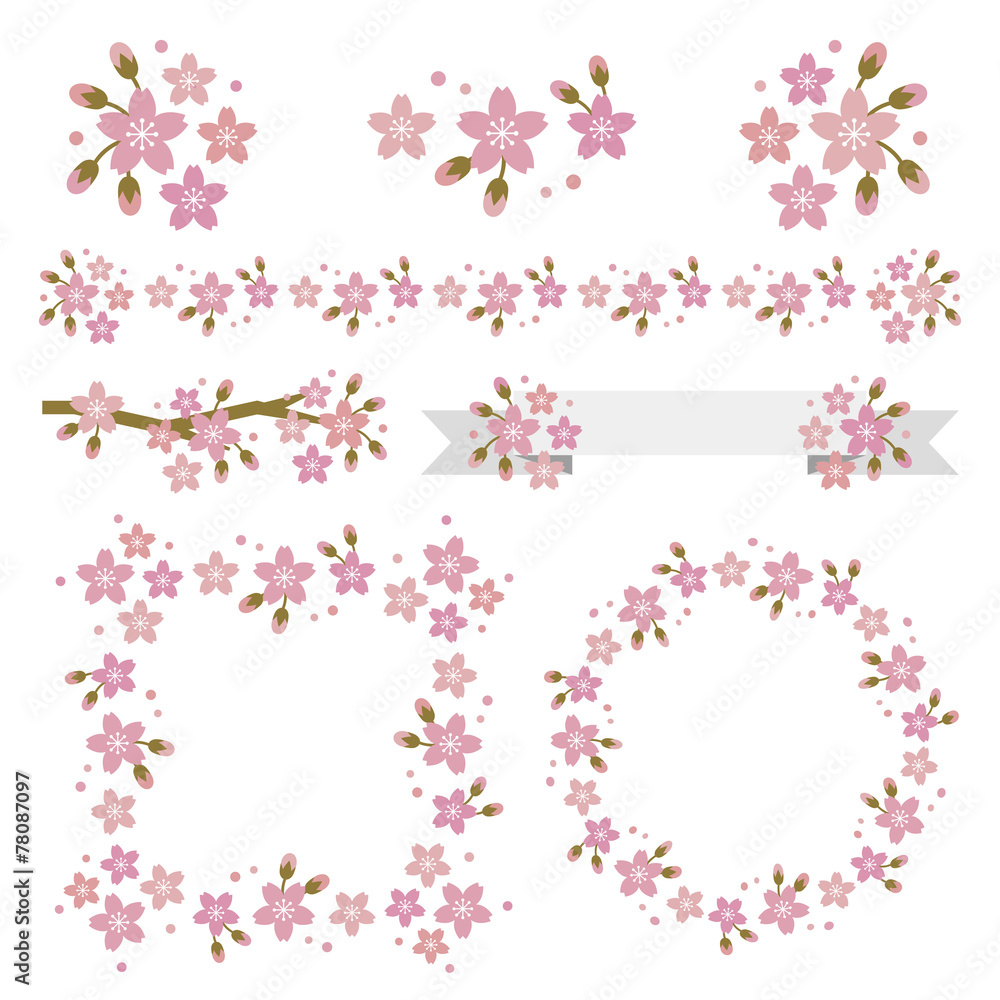 Sakura frame,border line and banner