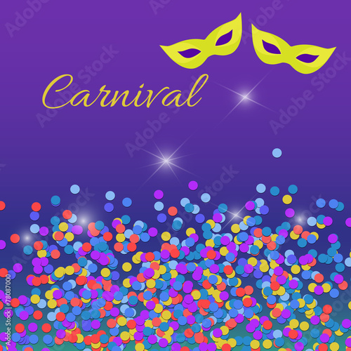 Carnival confetti and masks. Mardi Gras, carnival background
