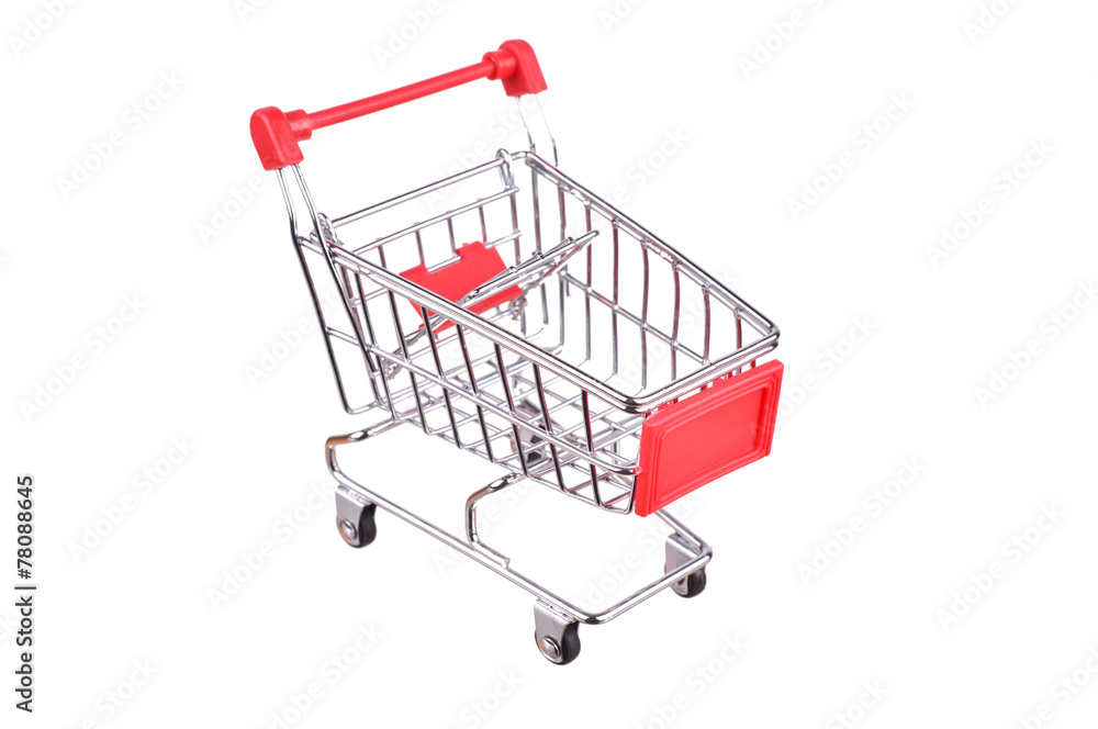 Small shopping cart isolated on white