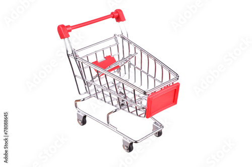 Small shopping cart isolated on white