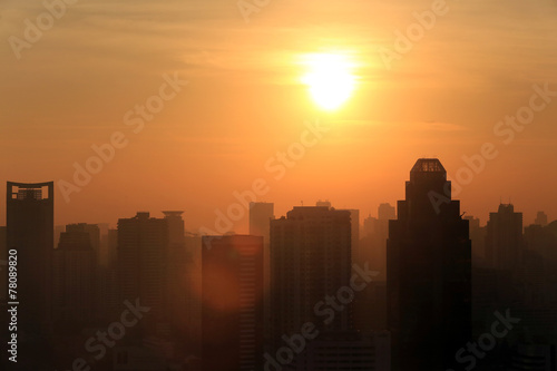 BANGKOK  THAILAND - December 15  2015  beautiful foggy sunset ov