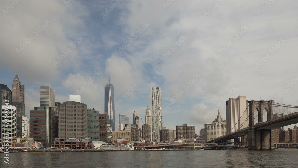 4K Time lapse pan shot Manhattan skyline 4K Time lapse pan shot Manhattan skyline