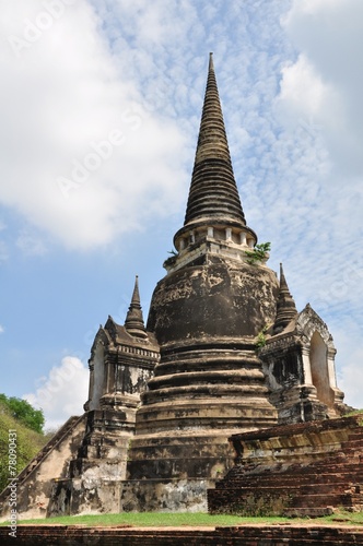 Ancient pagoda ruins at Wat Phra Sri Sanphet temple  Ayutthaya.