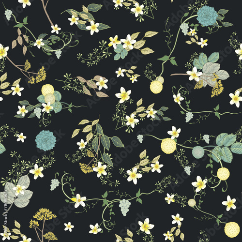 vintage peony seamless pattern