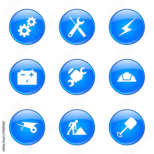 Construction Tools Blue Vector Button Icon Design Set photo