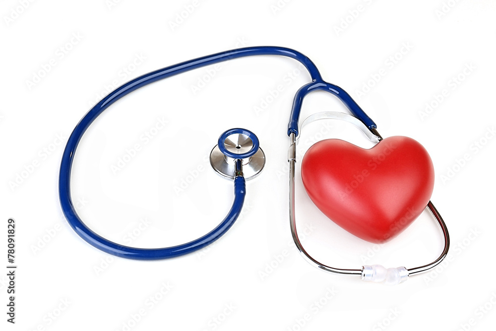 Stethoscope with heart isolated on white Stethoscope with heart isolated on white