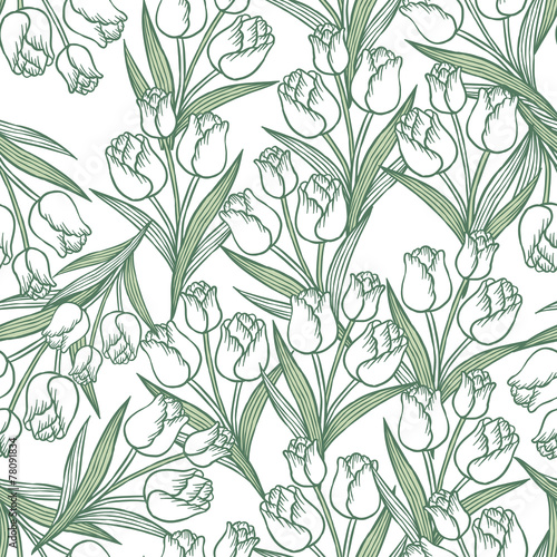 graceful tulip seamless pattern