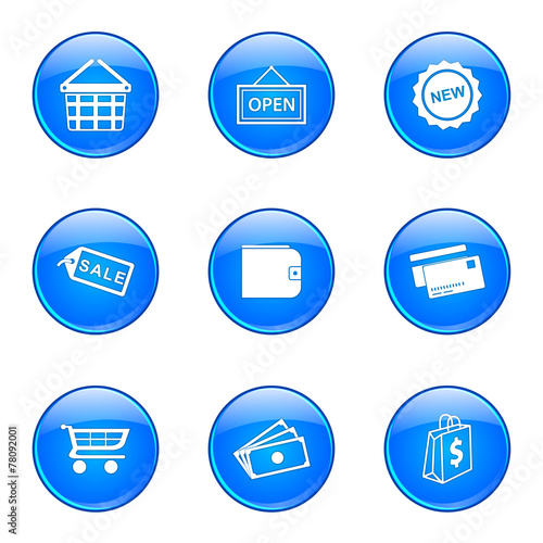 Free Download Shopping Sign Blue Vector Button Icon Design Set 2 - GFXLoad