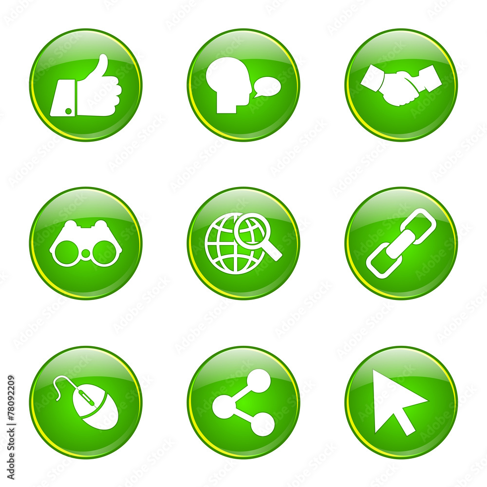 Social Internet Green Vector Button Icon Design Set Social Internet Green Vector Button Icon Design Set