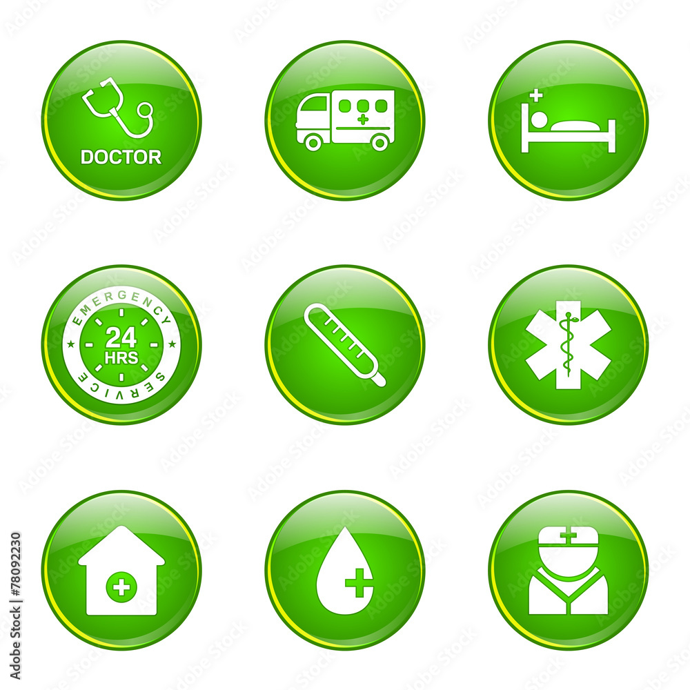 Hospital Health Green Vector Button Icon Design Set 2 Hospital Health Green Vector Button Icon Design Set 2