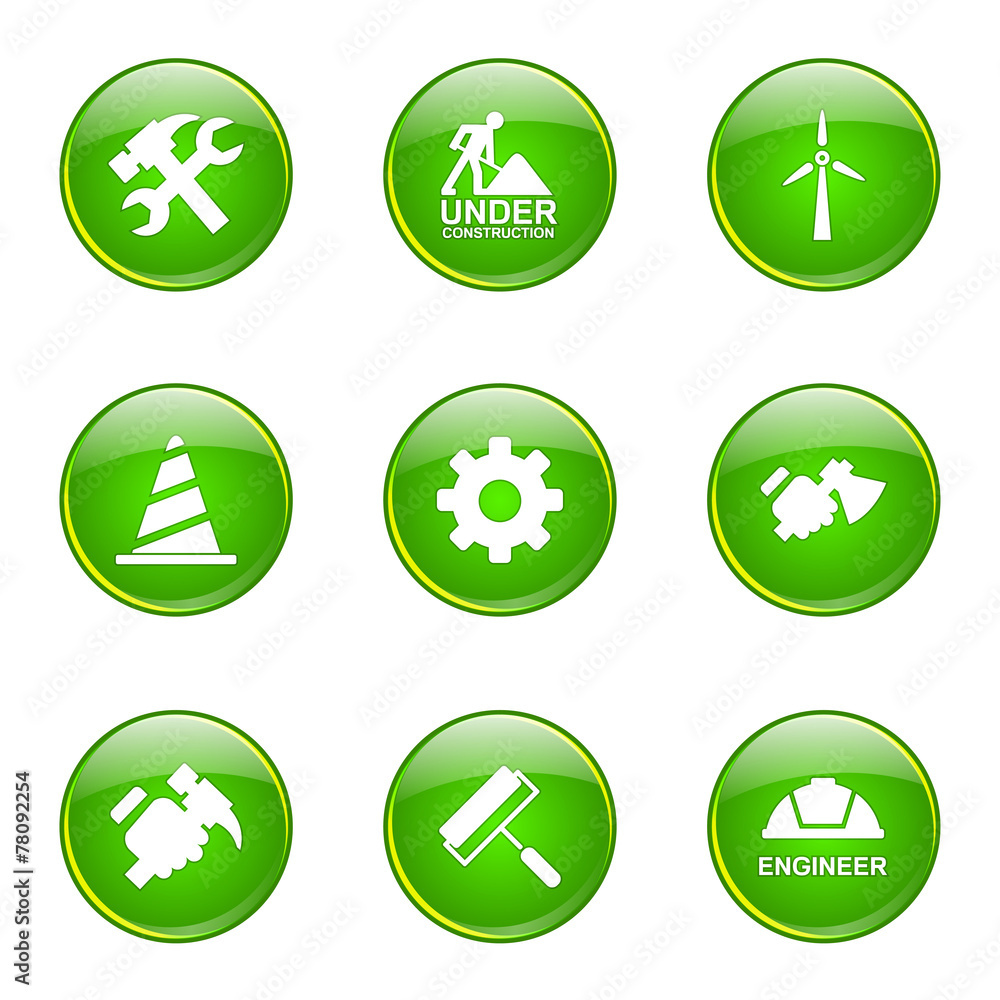 Construction Tools Green Vector Button Icon Design Set 2 Construction Tools Green Vector Button Icon Design Set 2