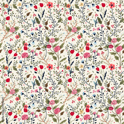 colorful adorable seamless floral pattern