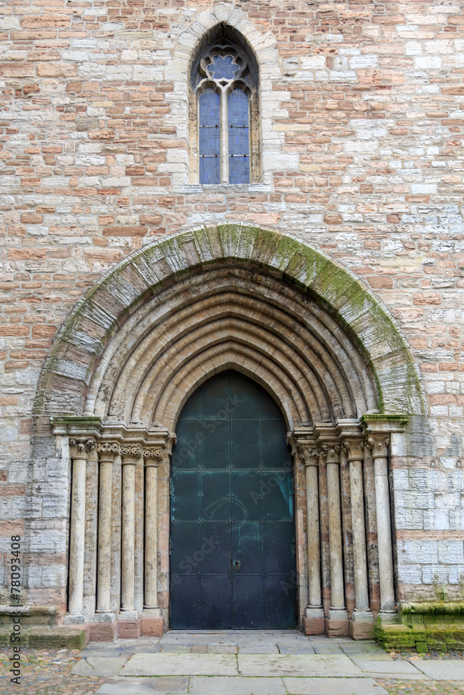 Ancient metal entrance to catholic church