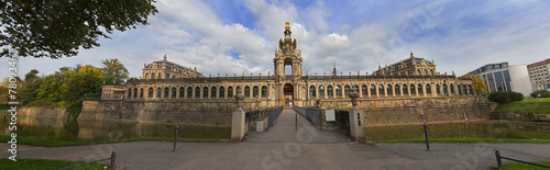 Dresden Zwinger palace panorama with channel and park © aragami