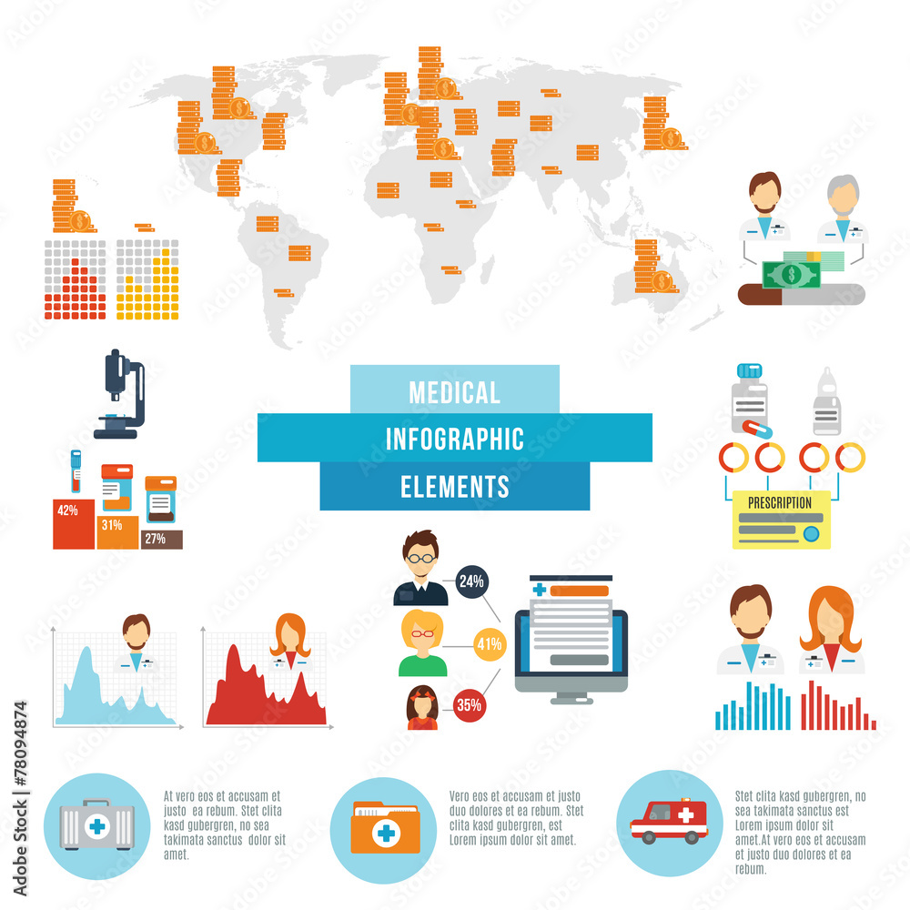 Medical data facts infographic elements Medical data facts infographic elements