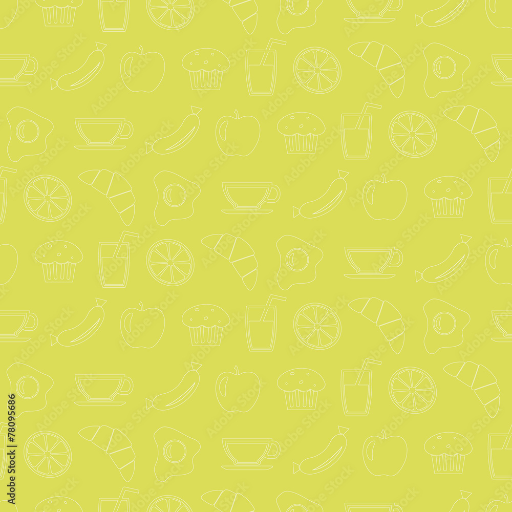 Seamless background with breakfast symbols