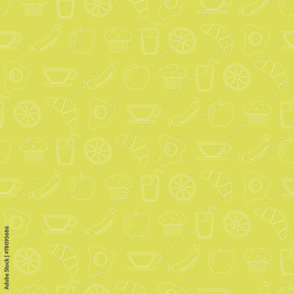 Seamless background with breakfast symbols Seamless background with breakfast symbols