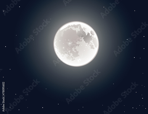 The full moon in the sky