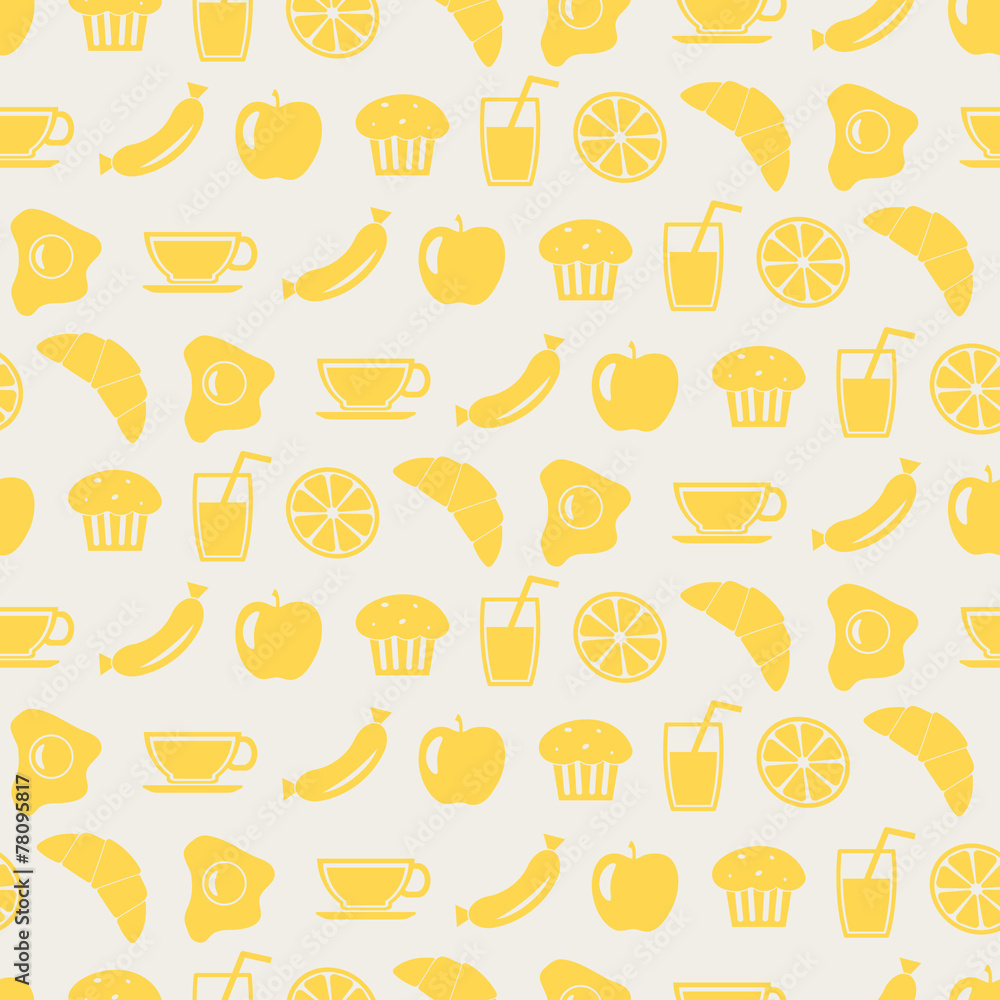 Seamless background with breakfast symbols Seamless background with breakfast symbols