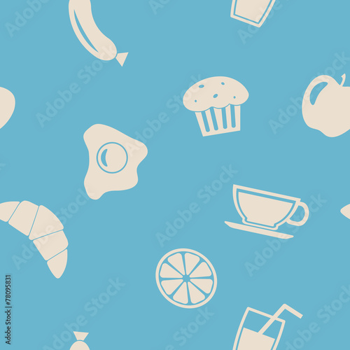 Seamless background with breakfast symbols