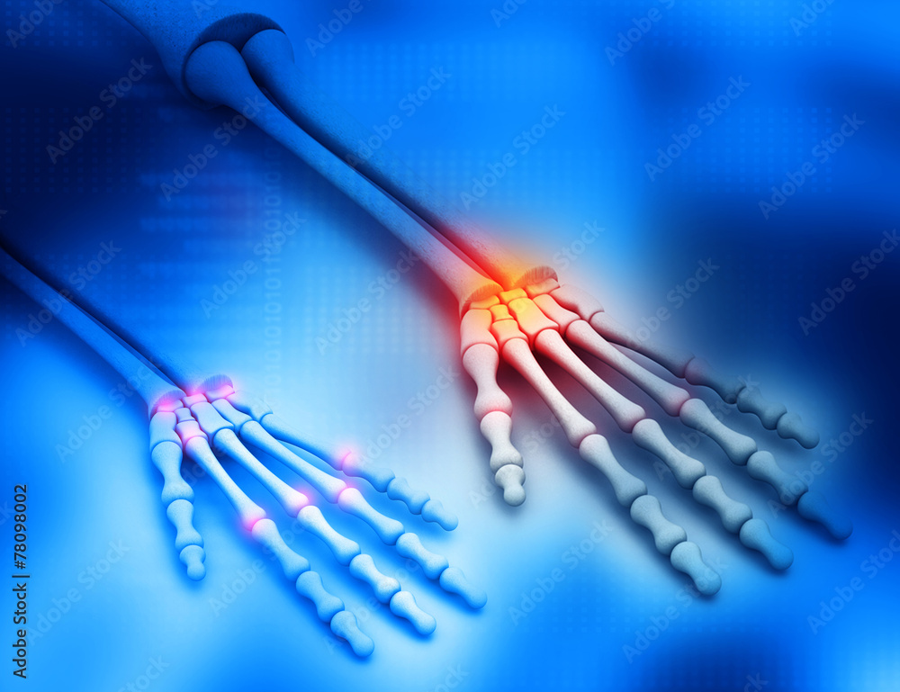 Human arm bones blue background Human arm bones blue background
