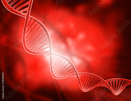 DNA structure on abstract red background