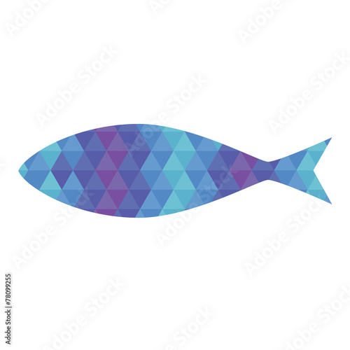 Fish with blue and purple triangle pattern