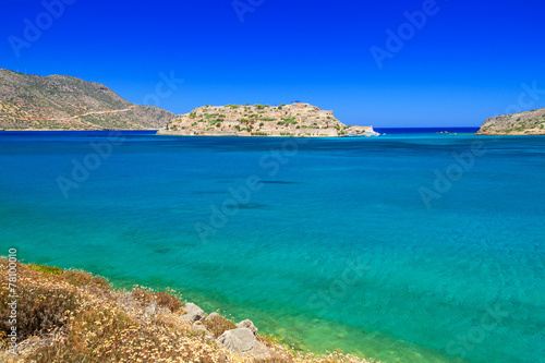 Turquise water of Mirabello bay on Crete, Greece