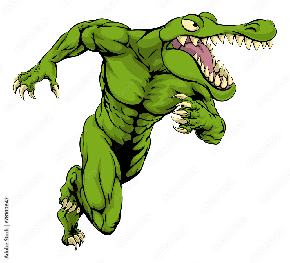 Obraz premium Crocodile or alligator mascot running