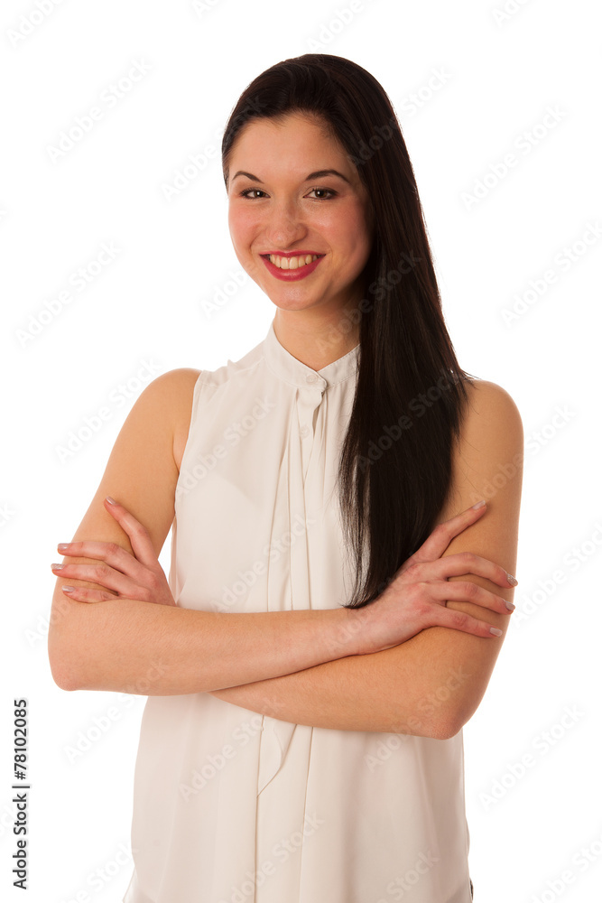 Portrait of a beautiful happy asian business woman isolated over Portrait of a beautiful happy asian business woman isolated over