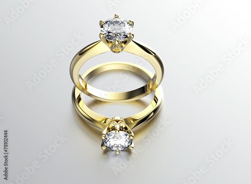 Engagement gold ring with diamond. Jewelry background